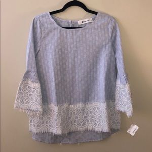 NWT Impeccable Pig Lace and Blue Shirt Size S